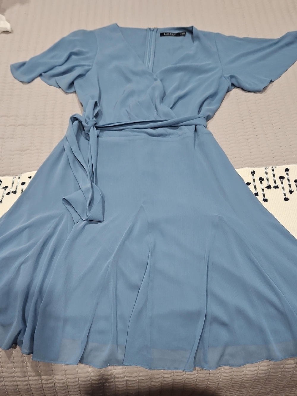 Light Blue Wrap-Style Women's Dress